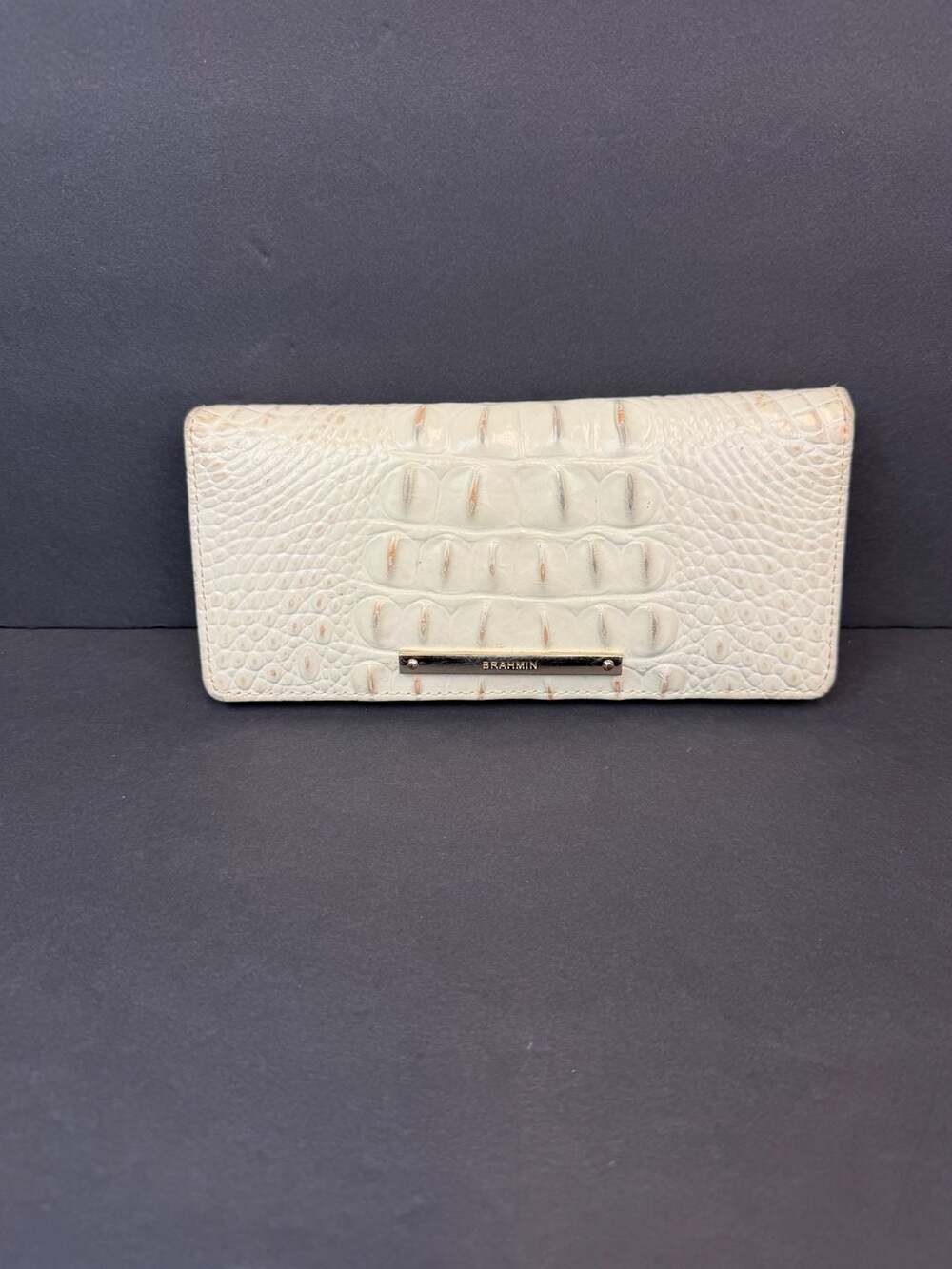 Brahmin Melbourne Ady Slim Bifold Wallet Pearl White